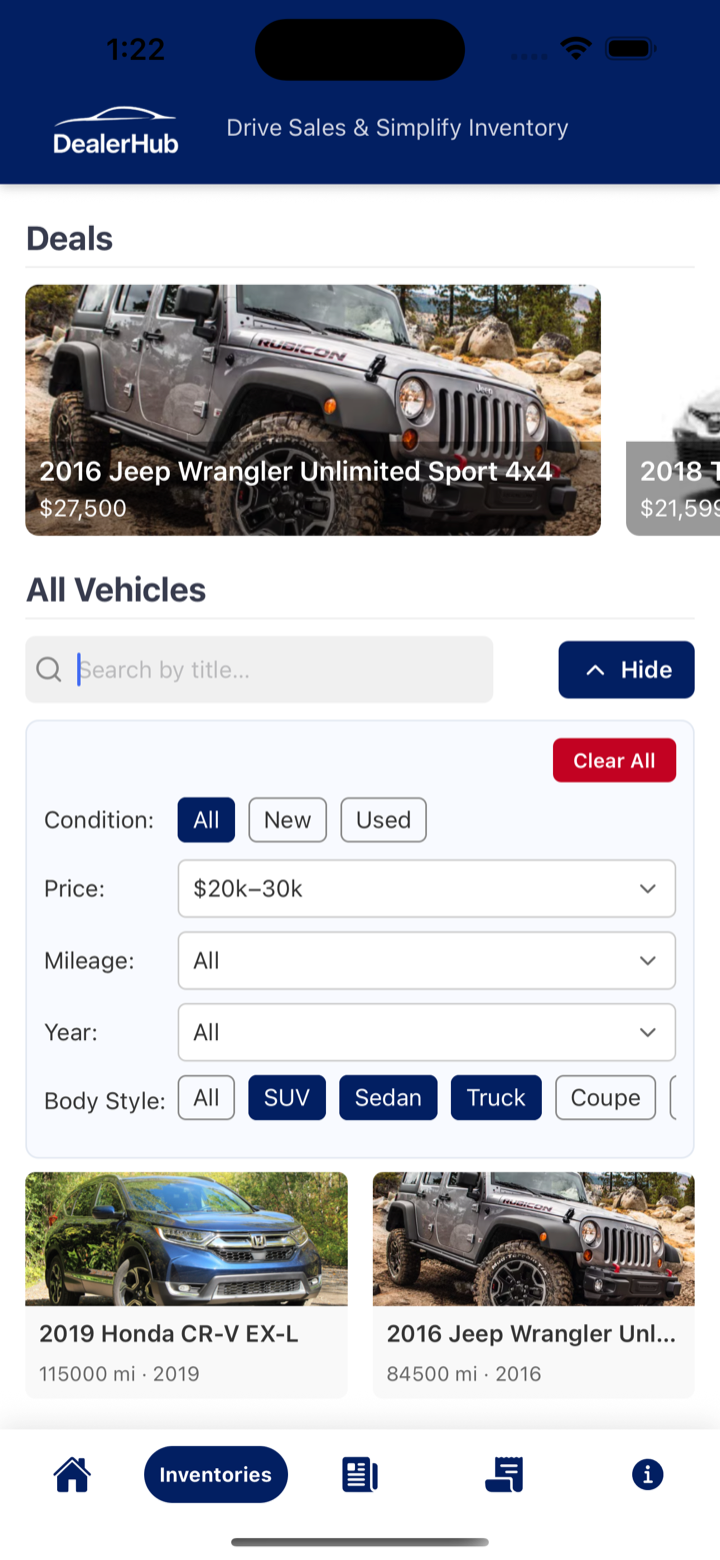 Custom business mobile interface showing customer information.